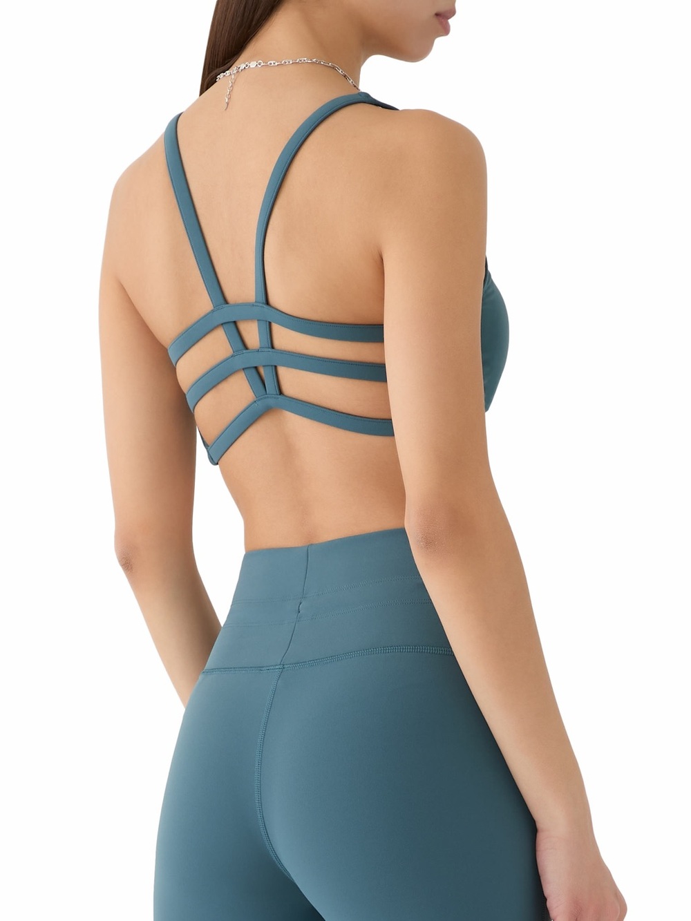 Vuori Yosemite Sports Bra Blue Strappy Racerback M/L Yoga Running Athleisure